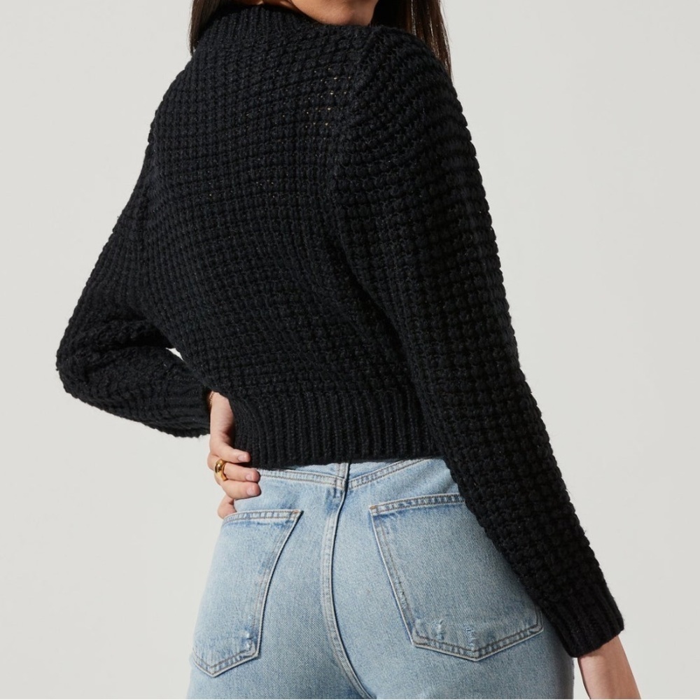 Zara Dolman Sleeve High Neck Chunky Knit Sweater SM Top Wool Acrylic Blend Black - Picture 12 of 16